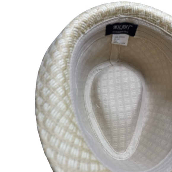 Milani 100% Straw Fedora Natural Hat Small Medium - Picture 13 of 14
